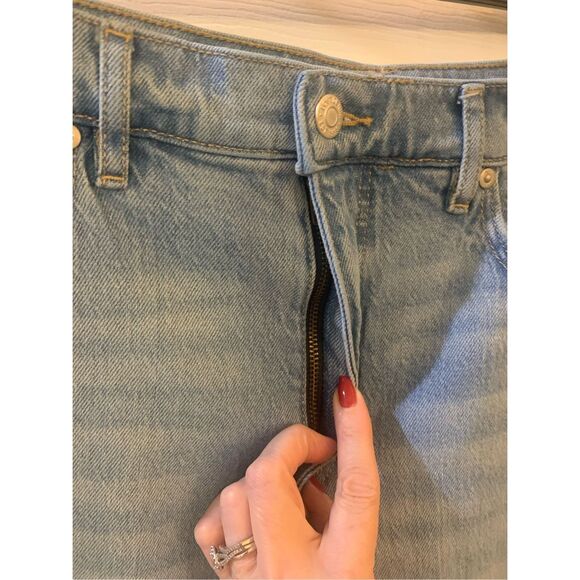 LOFT JEANS STRAIGHT DISTRESSED ANKLE LIGHT WASH HIGH WAIST SZ 12 - Picture 13 of 14